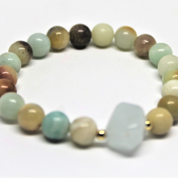 Amazonite beaded stretch bracelet - Picture 1 of 5